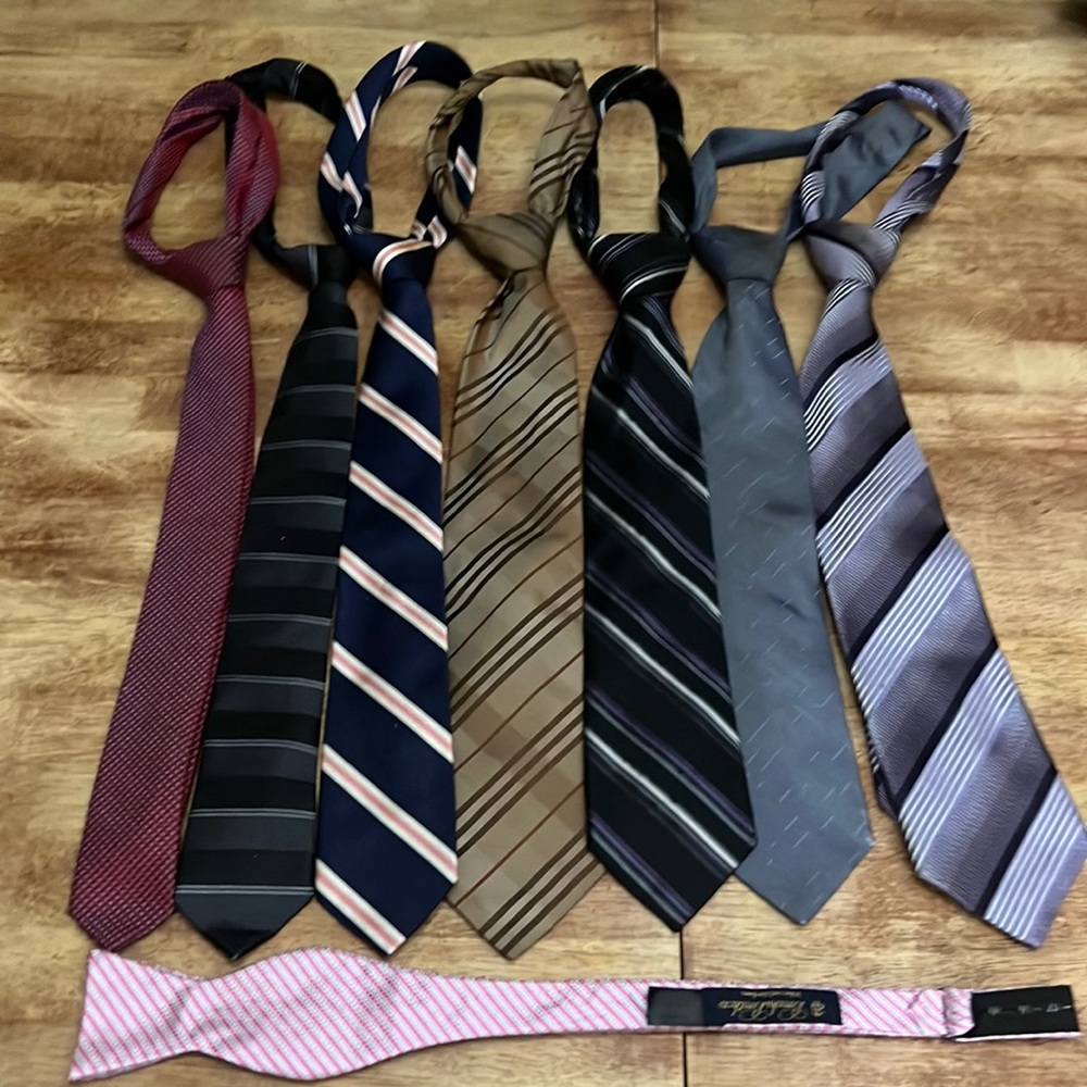 7 ties and 1 bow tie. Burberry, DKNY, Calvin Klein…